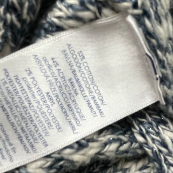 Chaps Petite Blue Marled Yarn Knit Cowl Neck Sweater Size XL Cotton Blend Cozy - Picture 4 of 5